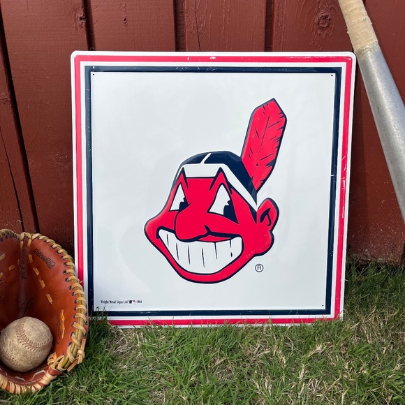 Vintage 90s Cleveland Indians MLB Licensed Metal / Tin Sign - Picture 1 of 6